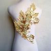 40CM Embroidery Gold Sequin Feather Sew On Patch Dreamy Mesh Lace Trims Wedding Appliques DIY Trimmings For Bridal Dress Jeans