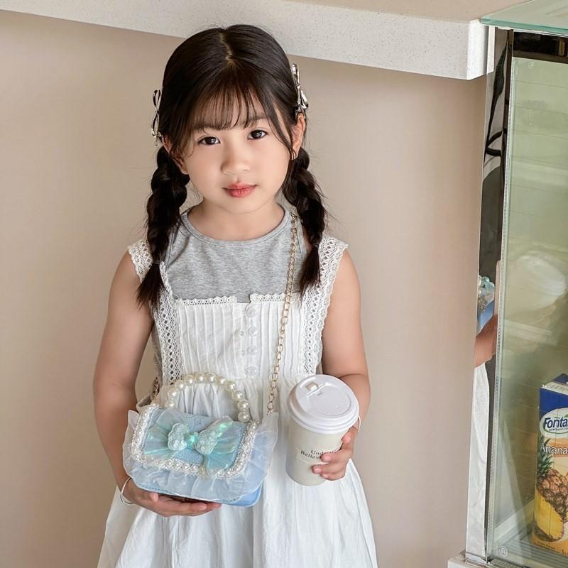 Модная Мини-сумка на плечо для детей с милым дизайном в виде банта и модным цепочным ремешком