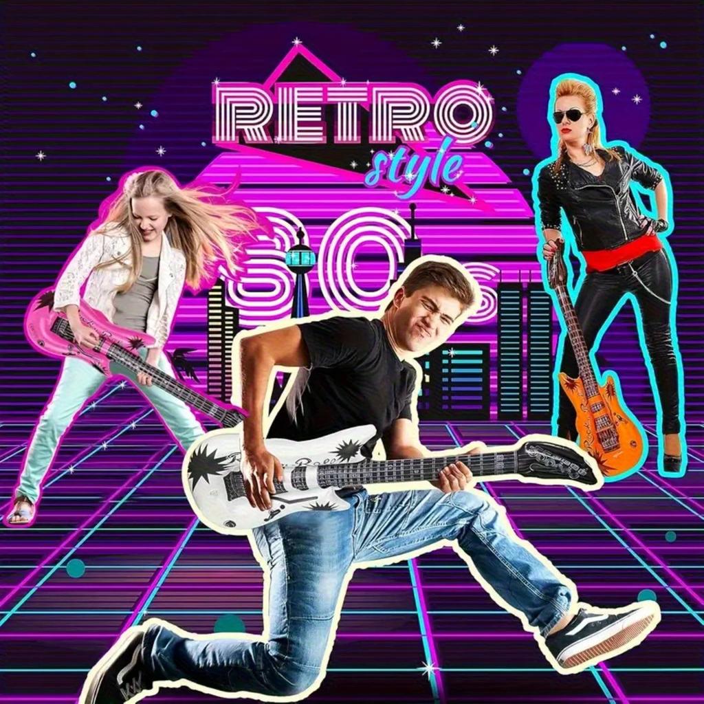 1/6pcs Inflatable Guitar Balloon Rock Inflatable Props Guitar Assorted Colors Party Decoration for Musical Concert Themed Party