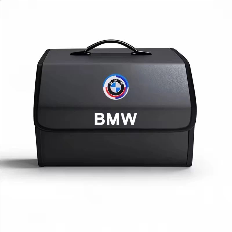 CTCE1 Car Interior Trunk Storage Box Leather Tools Case Anti-scratch High-capacity Bag For BMW M E30 X1 X2 X3 X4 X5 G20 G30 / Sticker