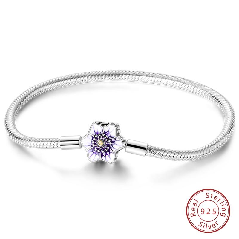 Браслеты из серебра 925 пробы 'Навсегда Любовь' Персиковое Сердце, Звезда, Луна, Самолет, Земля для Женщин, Подходят для DIY Шармов, Вечерние Украшения