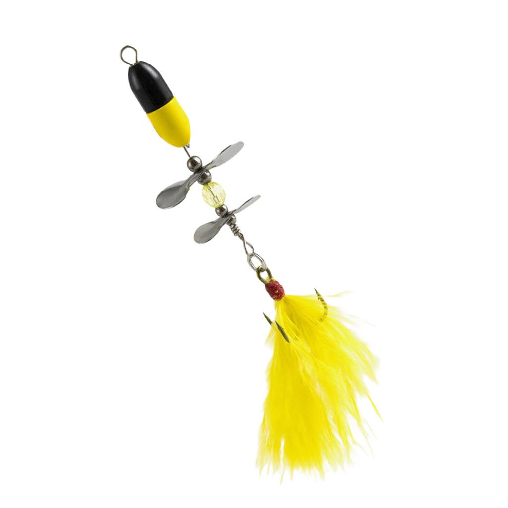 Fishing Bait Rotating Spinner Sequins Fishing Lure 9g Dual Propeller Wobbler Artificial Bait with Feather & Treble Hook