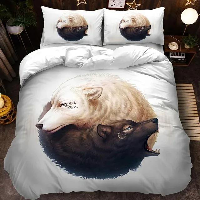 3D Wolf Bedding Set Black White Duvet Cover For Adults Bedroom Luxury Comforter Set Queen King 220x240 Size Aniaml Bed Set