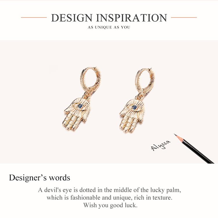 Bisaer Exquisite Shining Lucky Palms Stud Earring for Ladyies High Jewelry