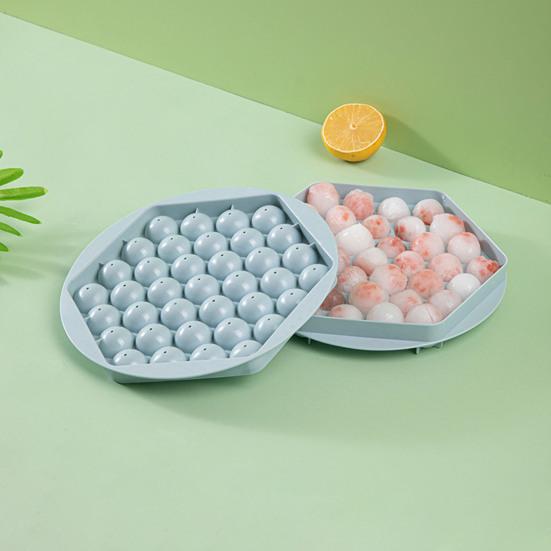 Sphere Ice Cube Tray with Lid BPA-Free Plastic Mold for Whiskey Cocktails Easy-Release Leak-Proof Space-Saving Ice Maker for Home Bar