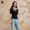 Women's Slim-Fit Hollow-out Short Sleeve Knit Top