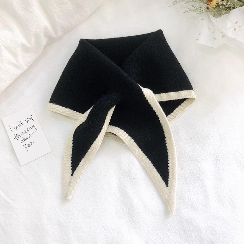 Women Knitted Triangle Scarf Fake Collar - Autumn Warm Detachable Shawl for Dress Shirt Neck Protection Accessory
