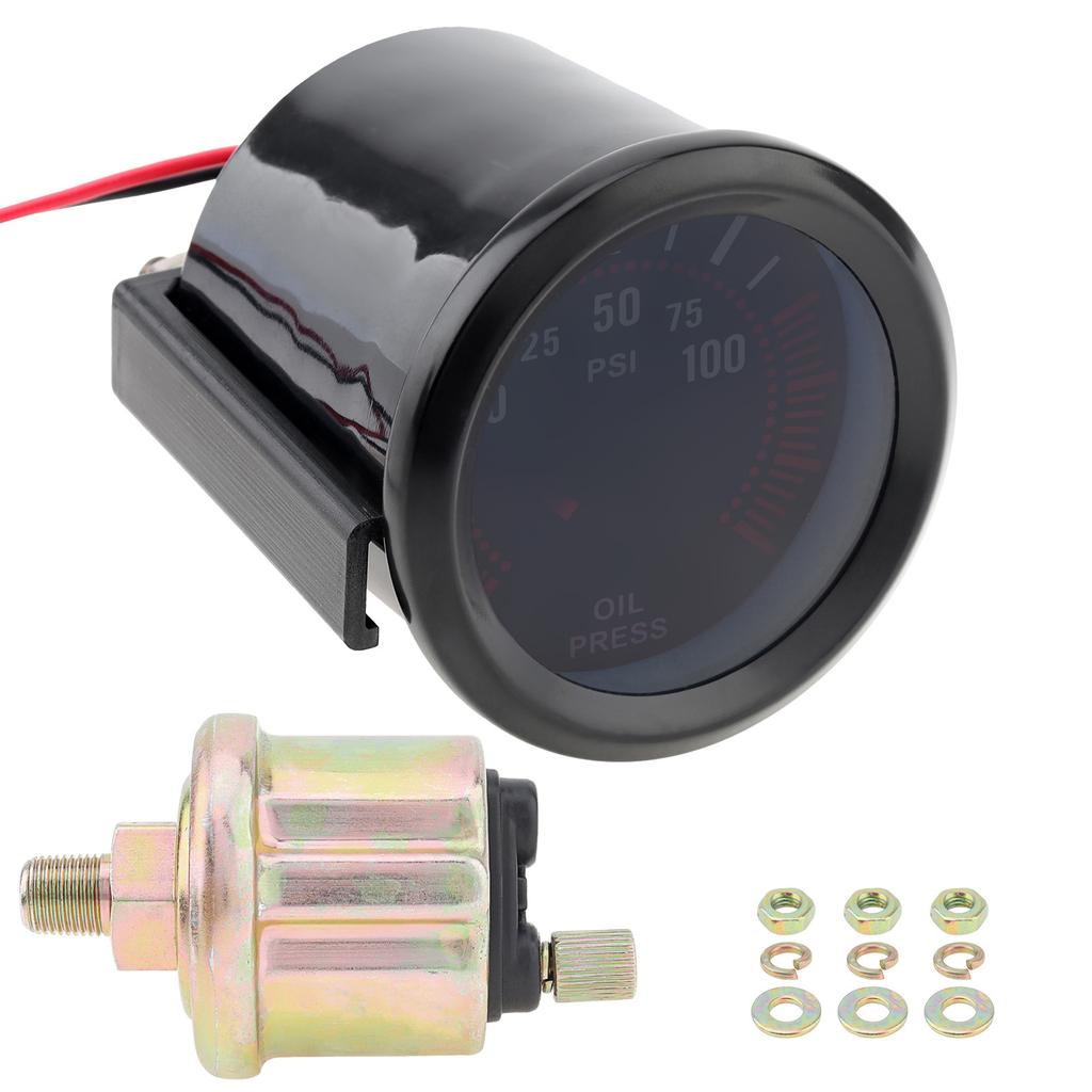 Universal 52mm 12V Car Oil Pressure Gauge Oil Press Meter 0 - 100 PSI for Car / Boat / Truck / ATV with Oil Pressure Sensor