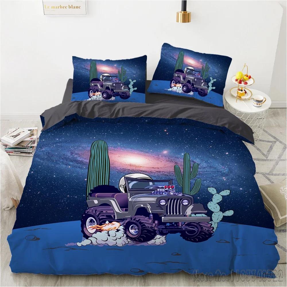Cartoon Fast Speed Car King  Duvet Cover Set HD Comforter Cover for Kids Bedding Sets Bedclothes Bedroom Decor