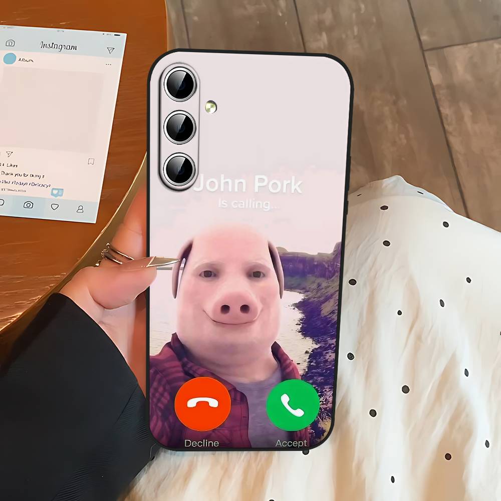 John Pork Звонит Чехол для телефона с функцией ответа на звонок Для Samsung Galaxy S21 S22 S23 S24ULTRA S25ULTRA FE Ultra Plus5G A52S S26 Мягкий чехол