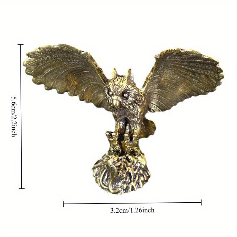 Фигурка совы из латуни, миниатюрная, для чайной церемонии, поделки, аксессуары для брелока, настольное маленькое украшение, животное, домашний декор
