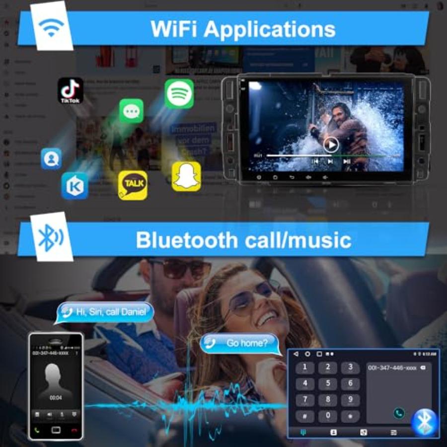 8 Touch Screen Radio for Chevy Silverado Tahoe Impala GMC Sierra Yukon Stereo 2007-2013: ABS plastic black CarPlay/Android Auto