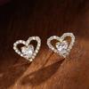 Huitan Dazzling Heart Stud Earrings Eternity Love Cubic Zirconia Temperament Women Ear Piercing Accessories Wedding Jewelry Hot