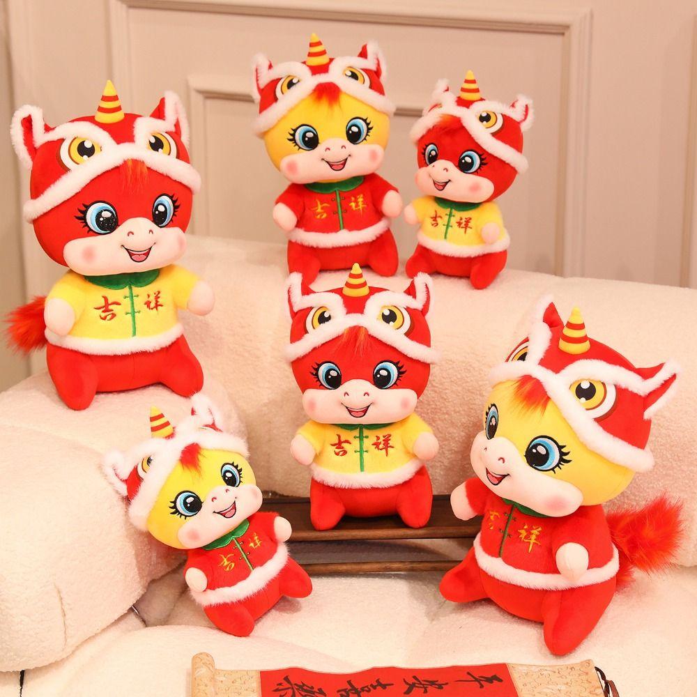 Chinese Style New Year Mascot Cute Lucky Pony Toy Traditional Horse Stuffed Doll Home Decor