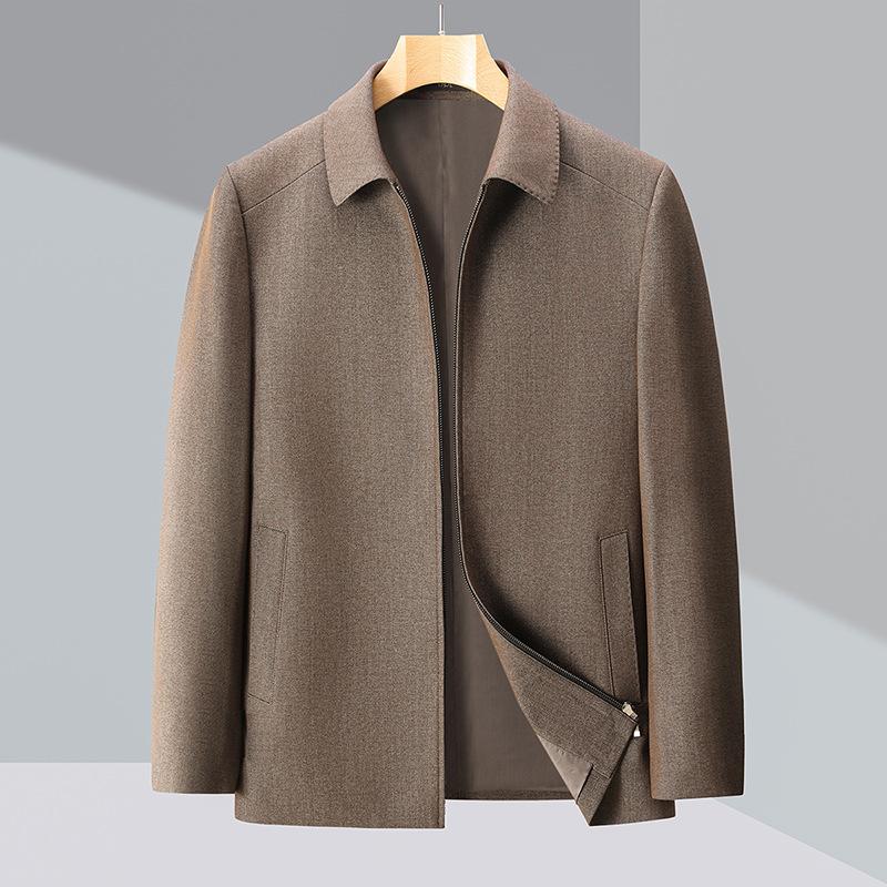 Мужская куртка для папы, деловые и политические топы с лацканами для руководителей среднего и пожилого возраста, осенние новые шерстяные универсальные куртки