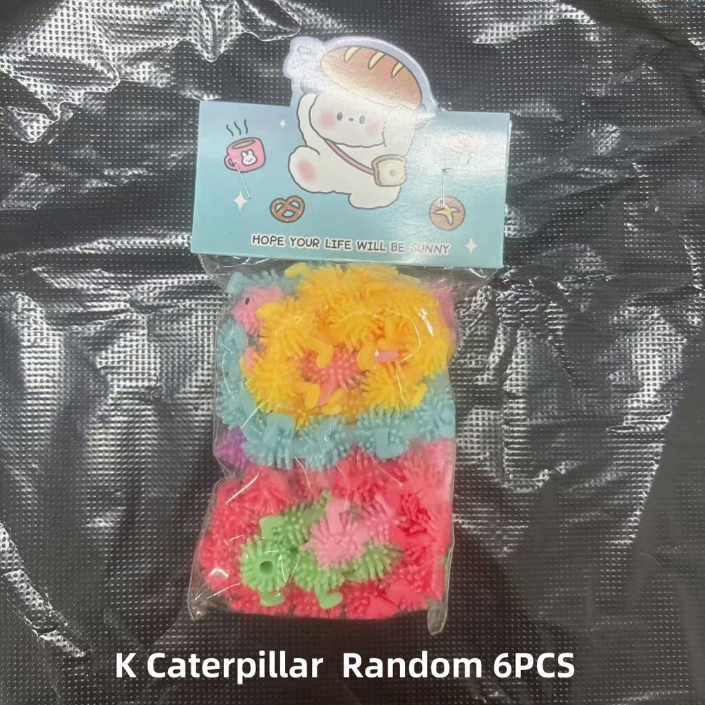 6PCS Funny Unicorn Pull Worm Noodle Fidget Toys Stretch String TPR Rope Anti Stress Toys String Stress Relief Autism Vent Toy