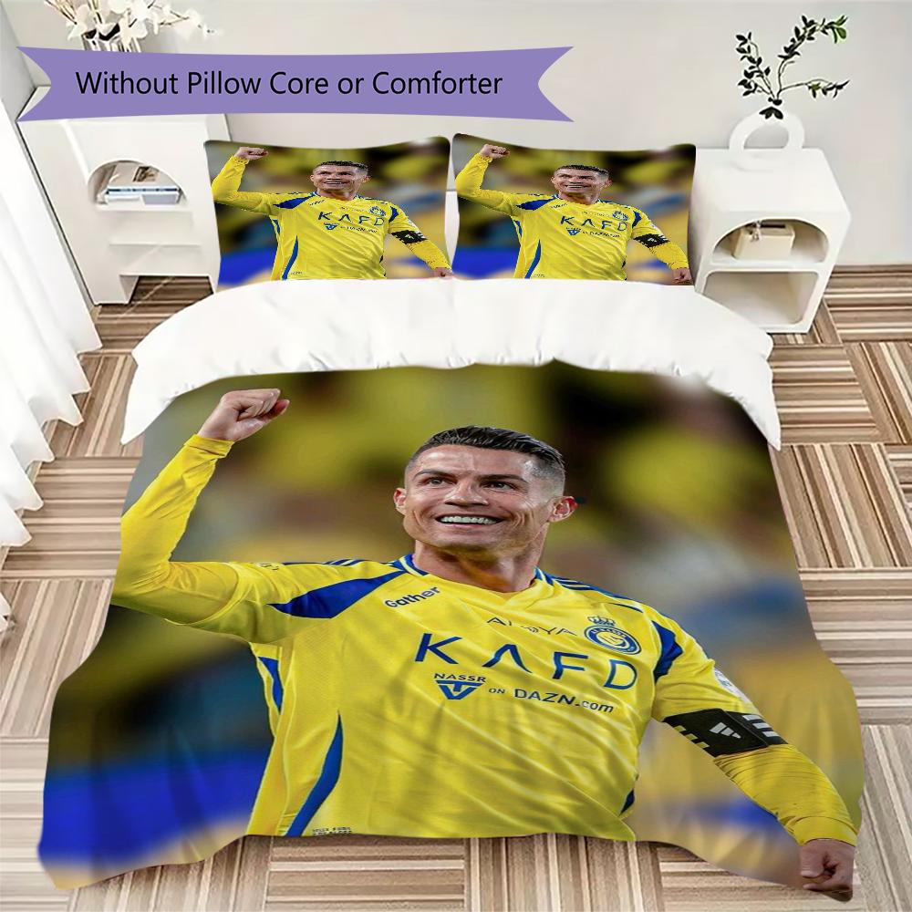 C Ronaldo Pattern Bedding uilt Set uilt Cover Pillowcase Home Decoration Birthday Gift (1 * duvet cover + 2 * pillowcase without core)