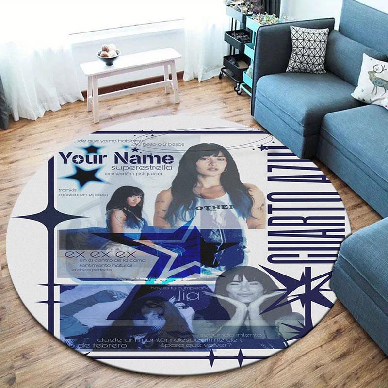 Aitana Custom Name Round Area Rug,Carpet Rug for Living Room Bedroom Sofa Playroom Decor,Non-slip Floor Mat
