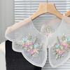 Elegant Organza Colorful Floral Embroidered Beaded Faux Collar for Fashionable Women Detachable Collar Shawl Capelet