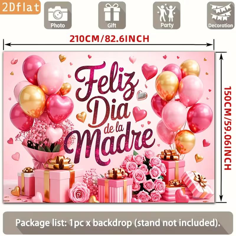 Двумерная тканевая основа розового золота «Feliz Dia de la Madre» для фотосессии мероприятия ко Дню матери