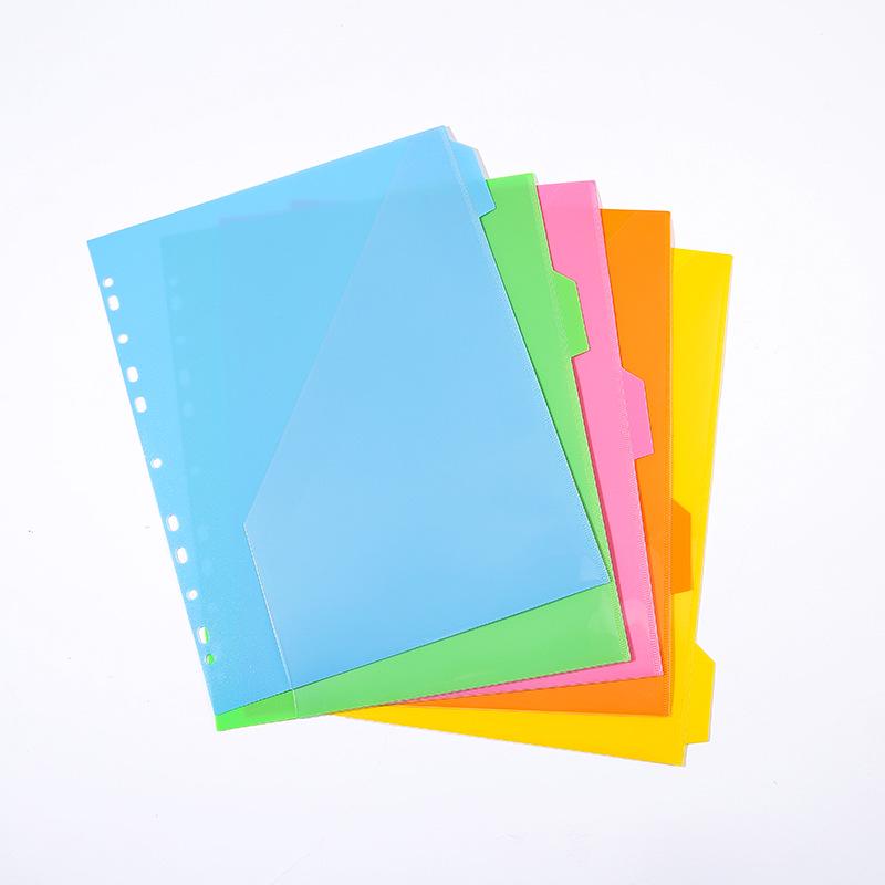 Разделитель цветной индексный Tranbo A4 на 11 отверстий, 5-страничная PP папка