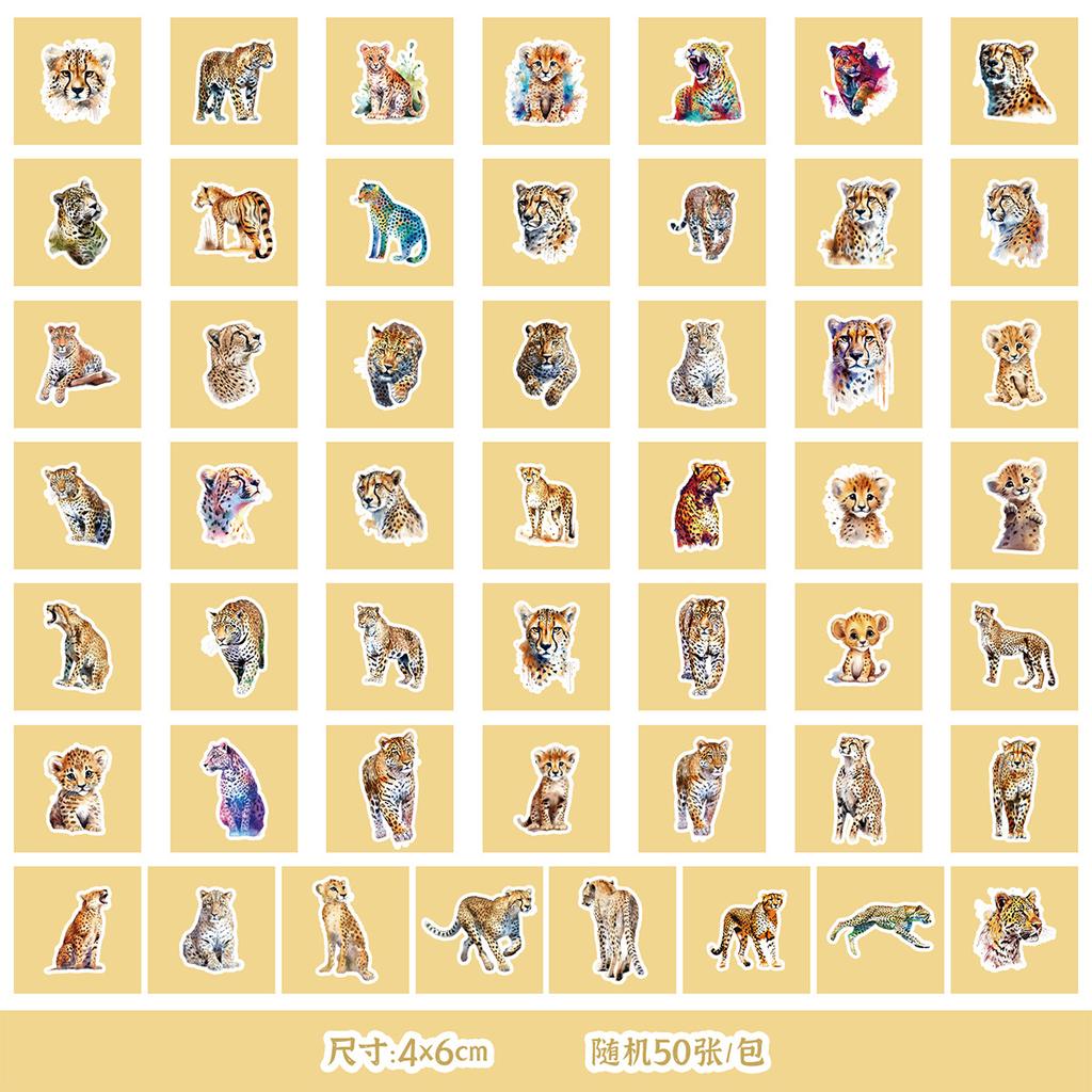 50 Non-Repeat Animal Graffiti Stickers Mobile Ticket Decoration Waterproof Stickers DIY Hand Account Stickers