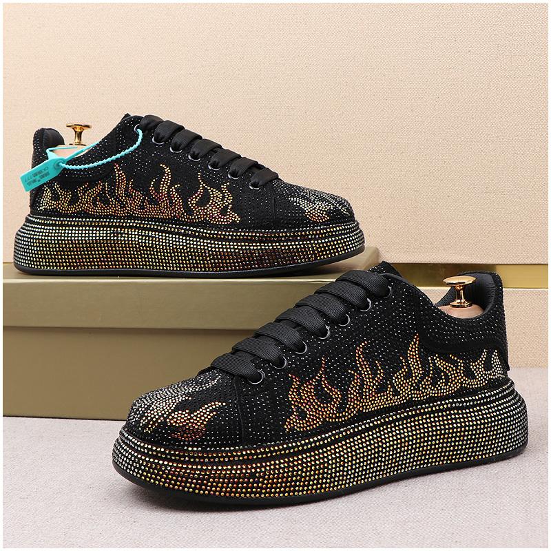 Модные Роскошные Дизайнерские Мужские Туфли на Толстой Подошве со Стразами, Повседневные, Подходящие ко всему, Лоферы, Мокасины, Спортивные Кроссовки для Ходьбы