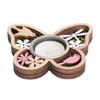 Wood Candle Holder Candlestick With Exquisite Flower And Butterfly Pattern For Living Room