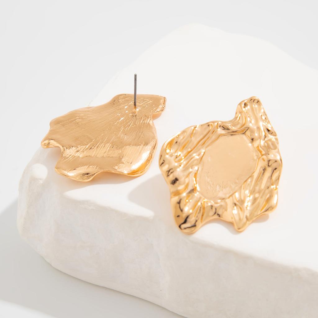 Аксессуары Простые металлические геометрические круглые глянцевые INS Feng Shui пульсирующие нерегулярные геометрические серьги-гвоздики женские