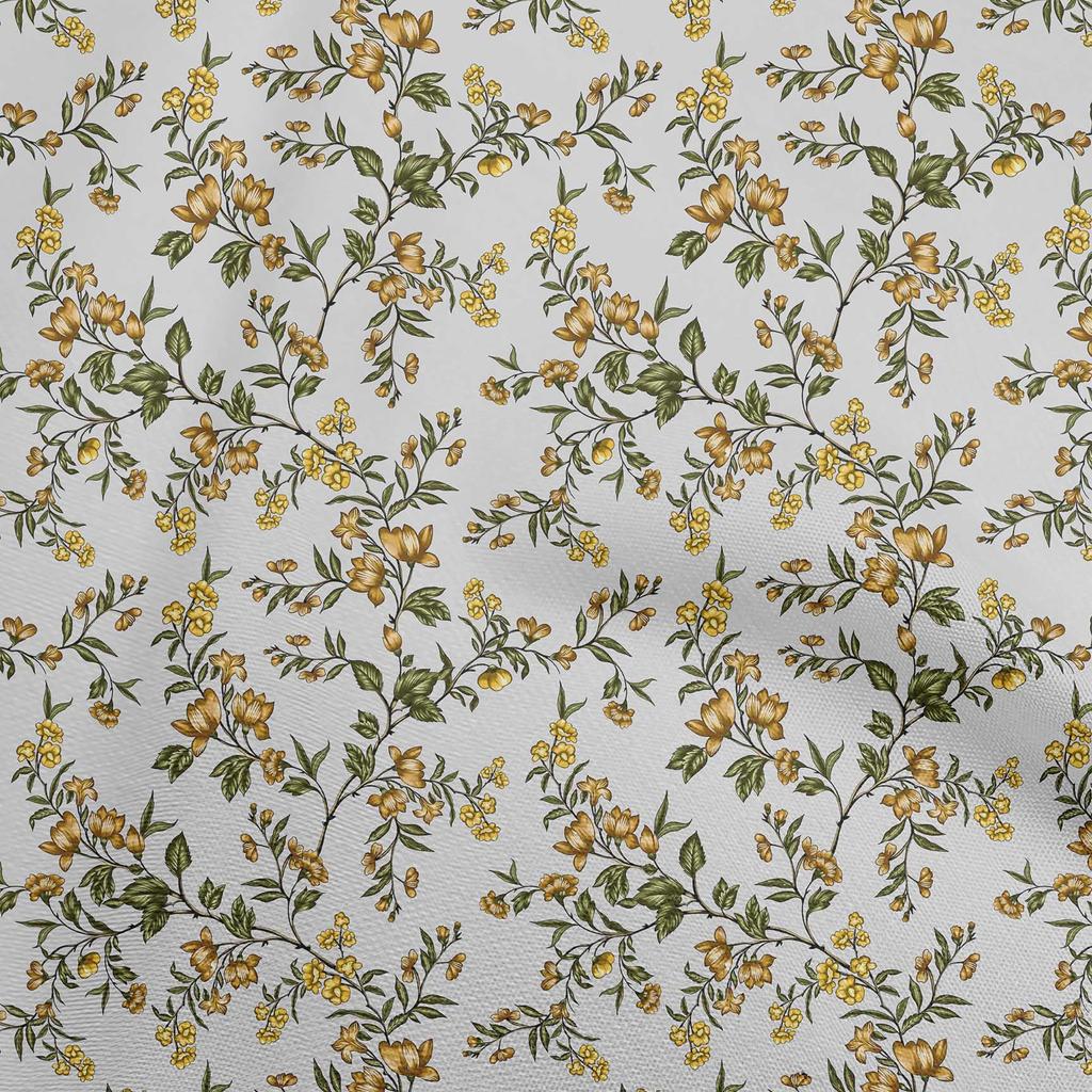 oneOone Cotton Flex Light Gray Fabric Floral Diy Clothing Quilting Fabric Print Fabric By Yard 40 Inch