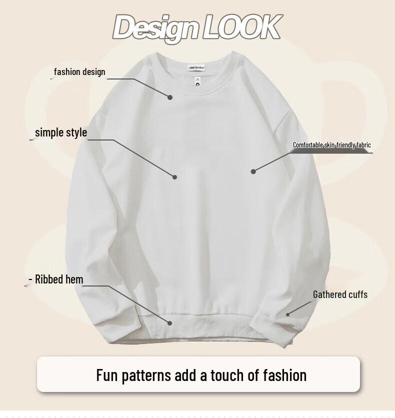 JEANSWEST Men's 2025 Autumn Simple Solid Crew Neck Long Sleeve Sweatshirt