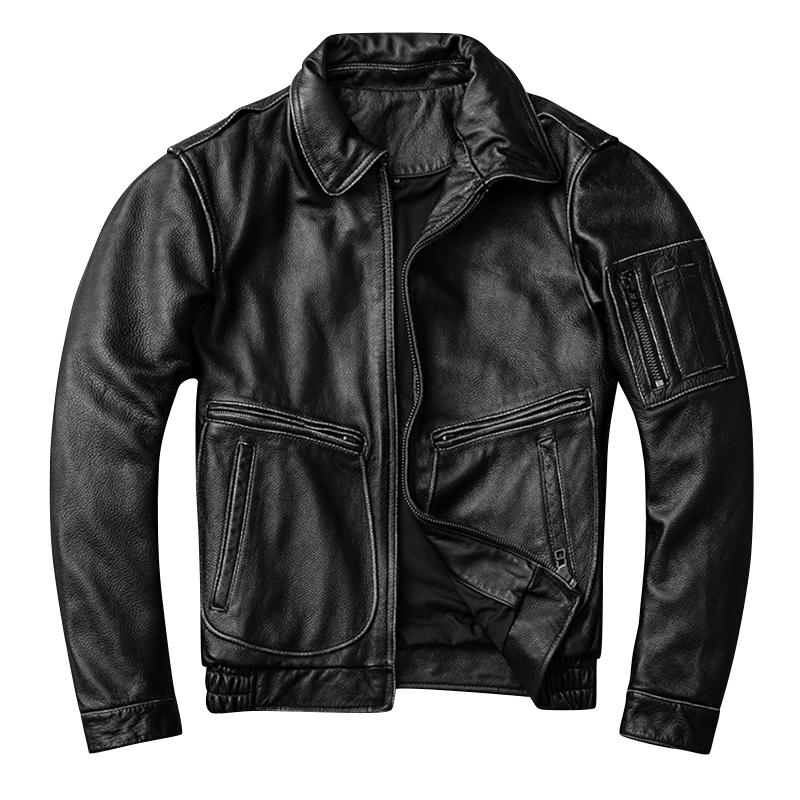 Новая куртка из натуральной кожи, винтажное коричневое пальто из воловьей кожи, мужские военные куртки для пилотов, летная одежда ВВС, размер S-5xl