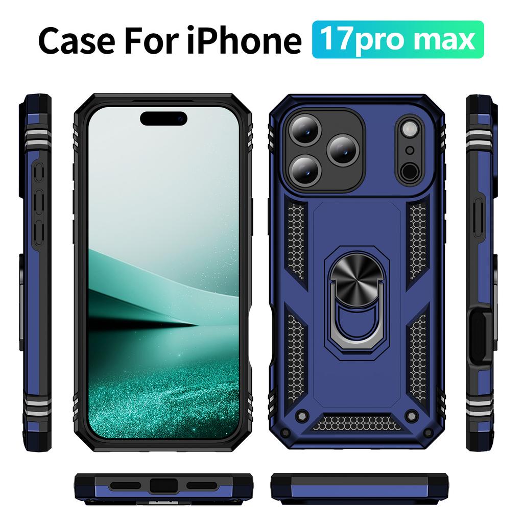360° Rotatable Ring Holder Kickstand Phone Case for IPhone 17E 17 Air 16 15 14 13 12 11 Pro Max 7 8 Plus Shockproof Armor Cover