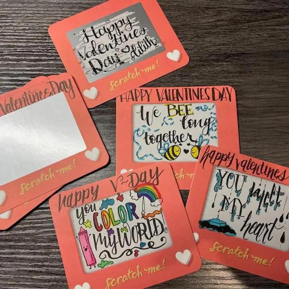 10pcs Red Valentine's Day Scratch-off Card Heart Pattern Love Note Anniversary Game Tickets  Party