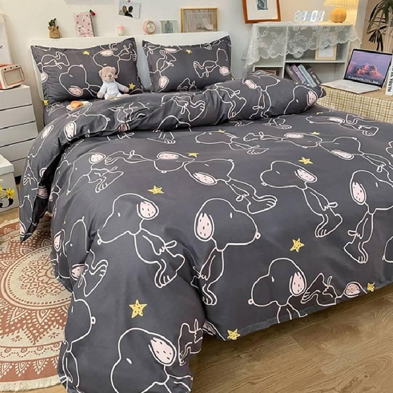 Хлопковое постельное белье Snoopy для стирки в воде с цветочным принтом для студенческих общежитий