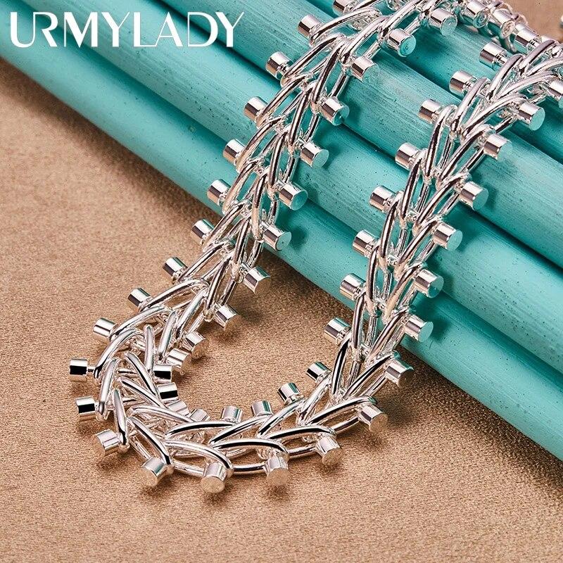 URMYLADY из стерлингового серебра 925 пробы, двухрядное ожерелье из бисера для женщин, свадебная вечеринка, модные украшения