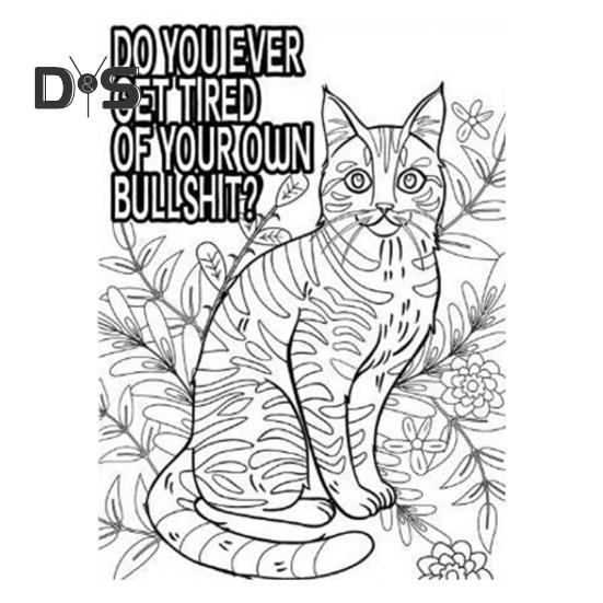 Раскраска с кошками для взрослых, проекты кошек своими руками, декомпрессионная, прочная на разрыв, раскраска с кошками, домашнее обучение, офисные принадлежности