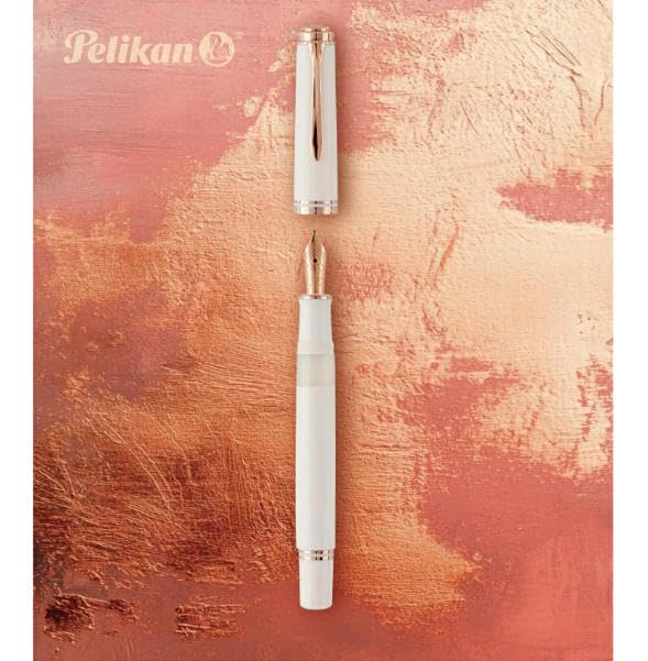 Перьевая ручка Pelikan M600 из 14-каратного белого розового золота с экстратонким пером Souverän (EF)