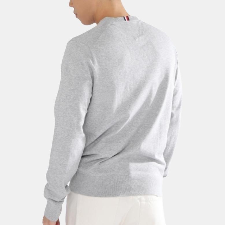 Tommy Hilfiger Мужской пуловер с круглым вырезом и логотипом, однотонный, серый, MW21316-P61