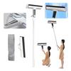 Window Scraper with Double Scraping Strips Extended Pole Side Spray Extended Pole Window Cleaner Glass Tool