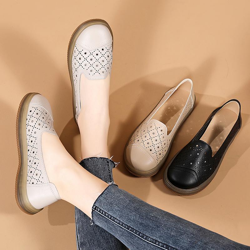 On Loafers Soft Women Slip Casual Elegant Summer Sneakers Breathable Leather Moccasins Shoes