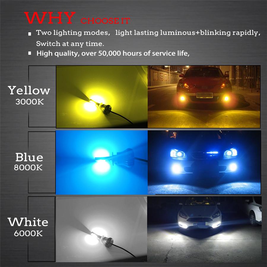 2x светодиодные лампы H8 H9 H11 белого/синего двойного цвета COB, мигающие, стробоскопические, комплект автомобильных противотуманных фар, 12 В-24 В