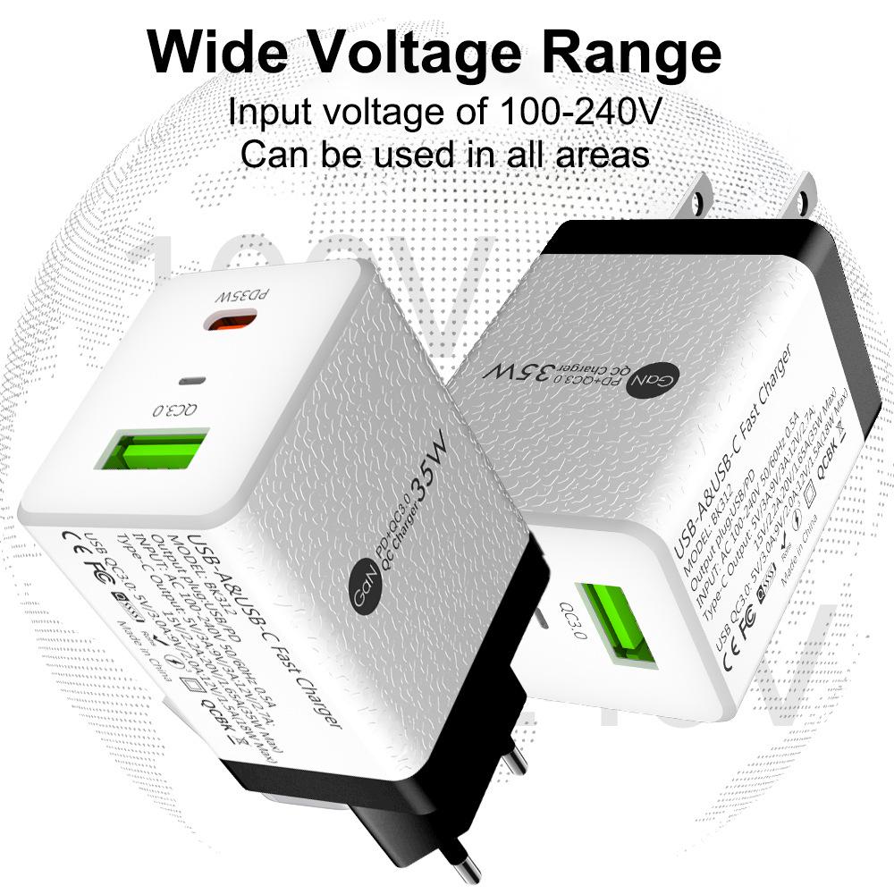 Gallium Nitride Super Fast Charger QC3.0+PD35W EU/UK/AU Plug
