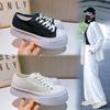 Canvas Little White Shoes Women's 2025 Spring New Thick-soled Heightening Single Shoes Women's Versatile Big Head Shoes Casual Flat-soled Women's Sho