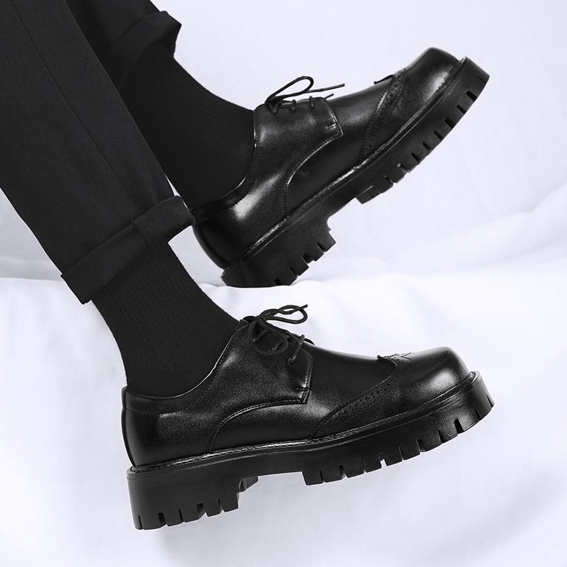 Genuine Leather Men Casual Shoes British Style Mens Oxfords Shoes New Design Brogue Shoes Thick Bottom Man Formal Dress Footwear