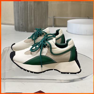 Туфли для папы с маленькой талией, женские летние новые туфли с квадратной головкой, дышащие кожаные туфли с толстой подошвой, соответствующие цвету