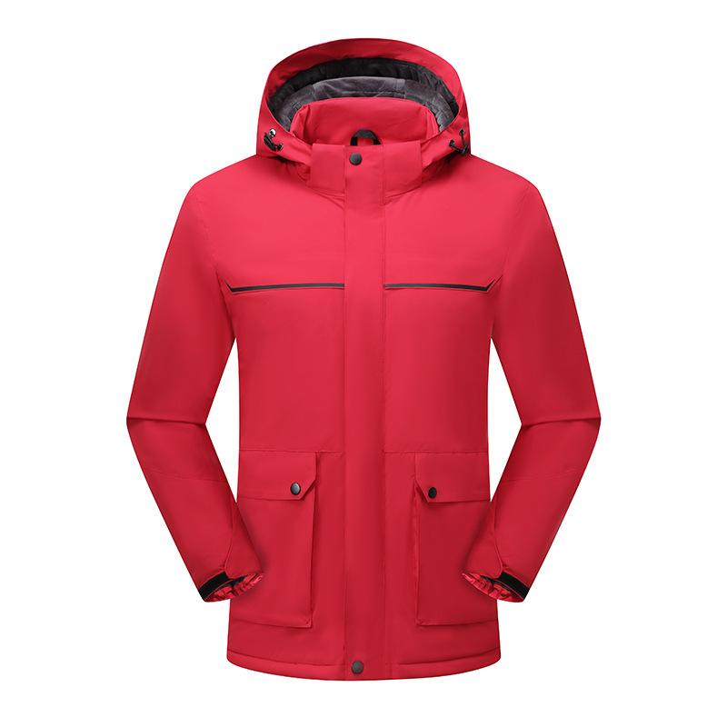Outdoor Integrated Fleece Waterproof and Windproof Jacket for Men and Women, Warm and Thickened Jacket, Overalls