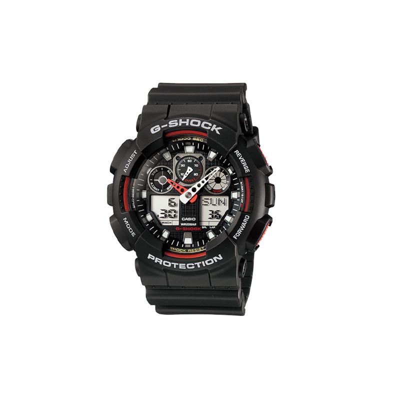 Casio Серия с двойным дисплеем LCD/Стрелки Cool Classic Модные Спортивные Водонепроницаемые Кварцевый Механизм Ремешок из Смолы Японские и Корейские Часы Мужские GA-100-1A4DR