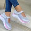 Women's Round Head Knitted Thick Sole Single Shoes Women's Grid Casual Women's Shoes Sneakers Women