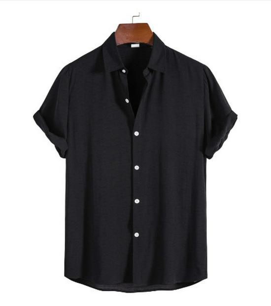 2024 Men's Summer Casual Hawaiian Short-Sleeve Solid Shirt